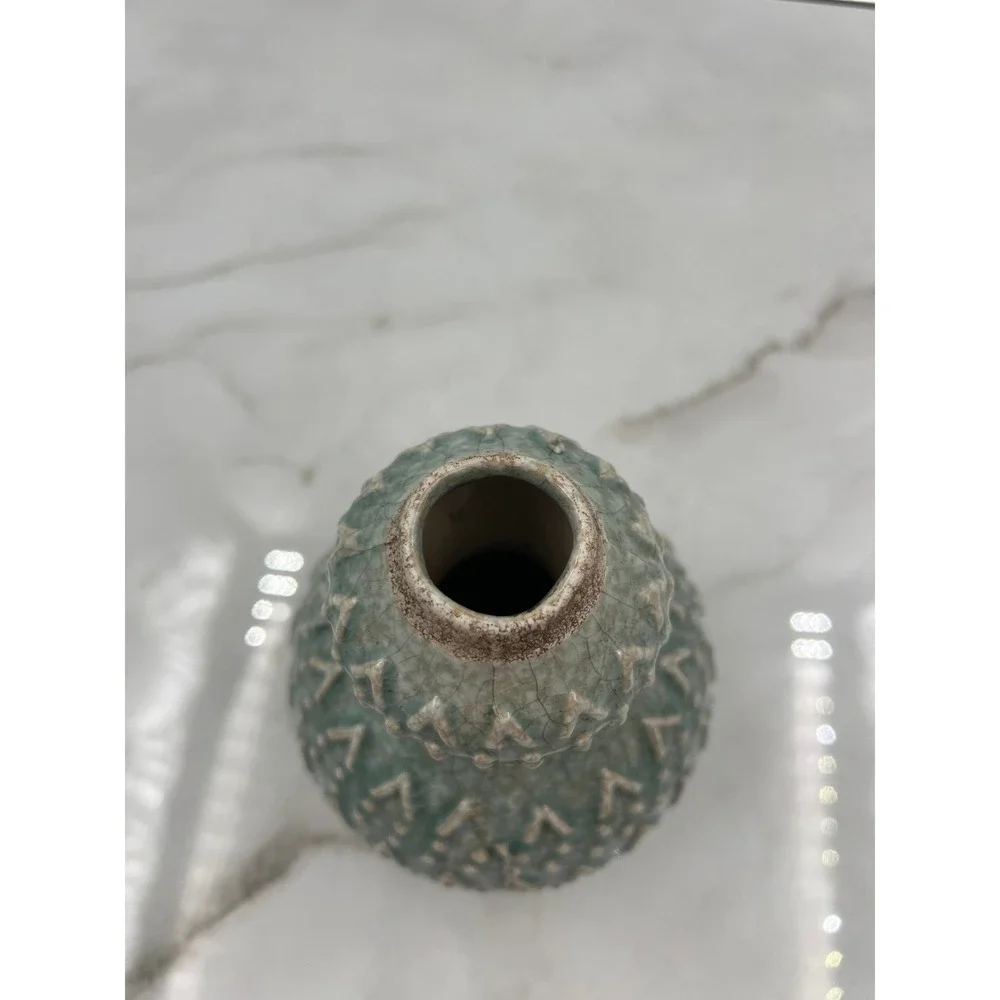 Celadon Green Crackle Glaze Double Gourd Ceramic Vase Studio Pottery 5.5
